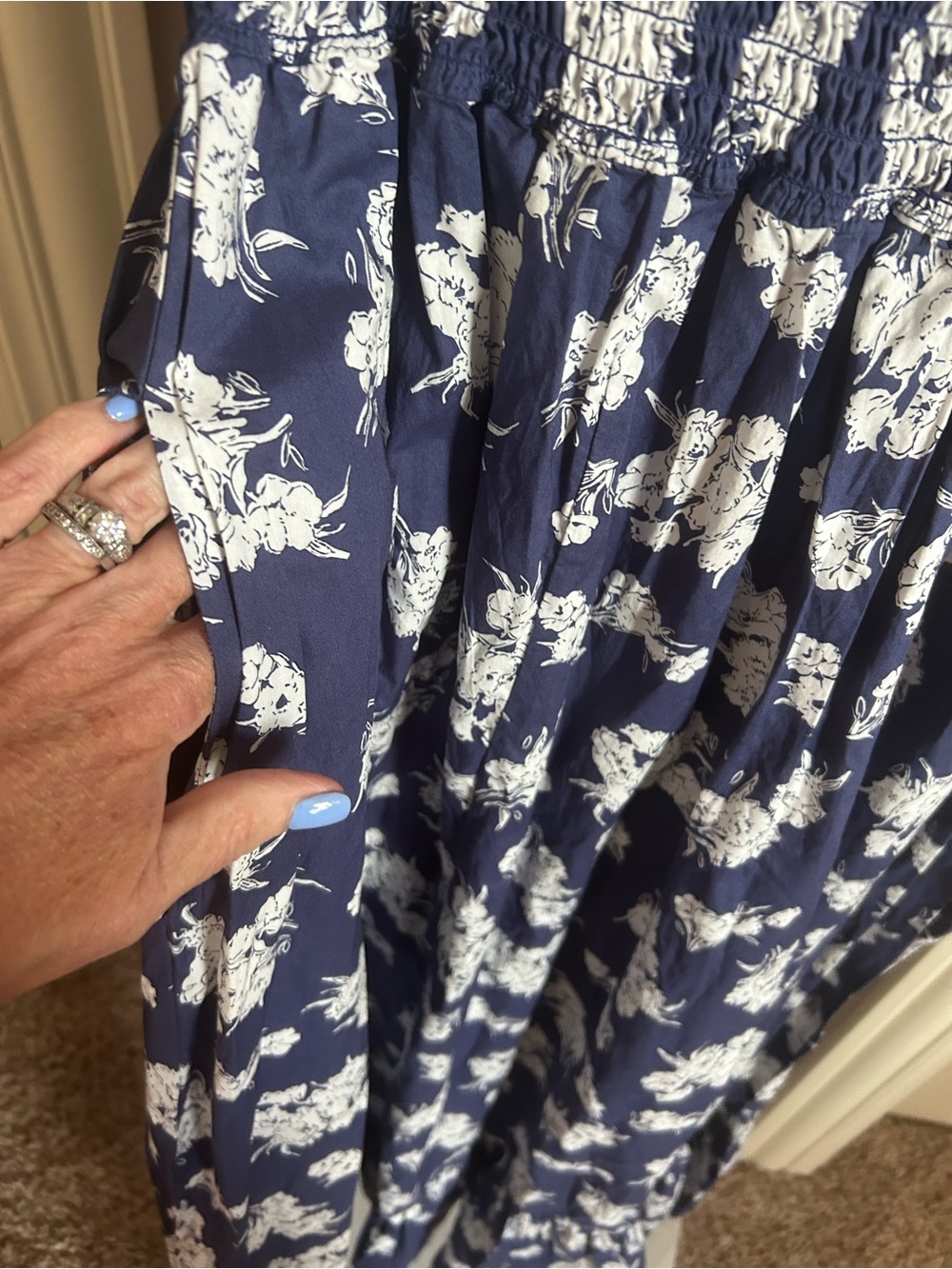 Polo Ralph Lauren Blue Floral Day Dress with pockets (size XL) - Picture 8 of 11